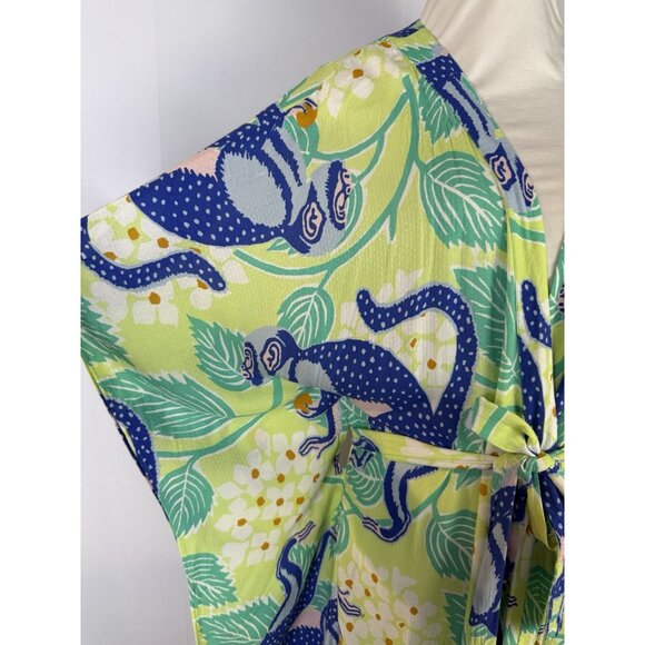 Ellen Merchant Anthropologie Tie Front Kaftan Sz M L Tie Front Tropical Beach - Picture 4 of 10